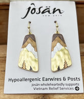 14 Karat Gold Plated Enameled Mountain & Tree Earrings
